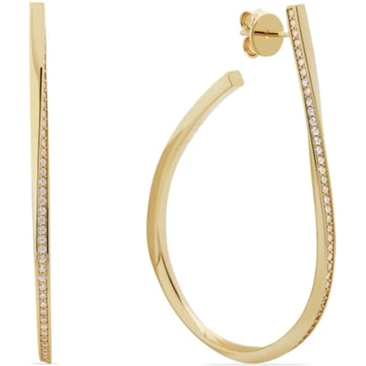 JETTE Damen-Ohrhänger 925er Silber, recycelte Zirkonia, Gelbgold, One Size – Bild 1