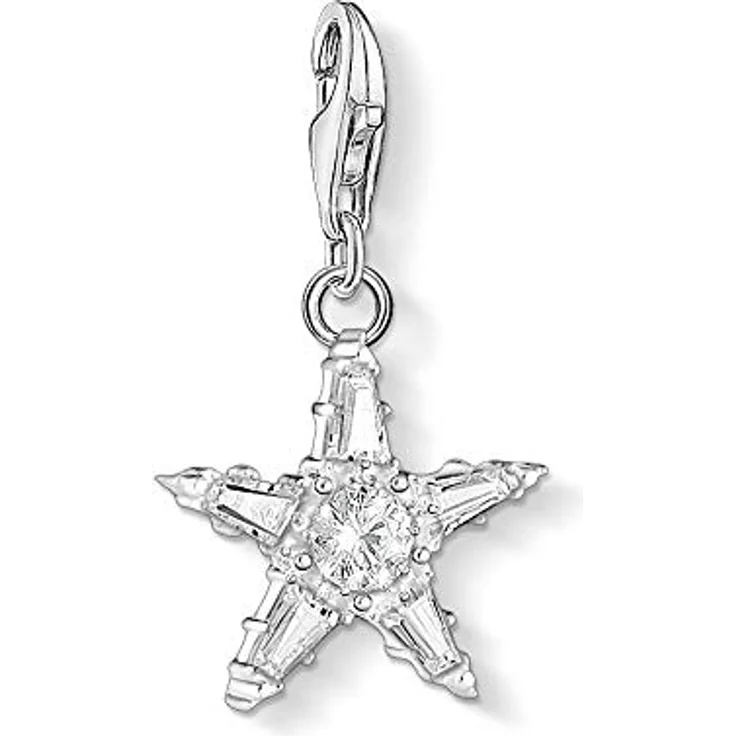 Thomas Sabo Charm-Anhänger Stern, 925 Sterling Silber mit Karabinerhaken, vielseitig kombinierbar für Charm Armbänder und Ketten – Bild 1