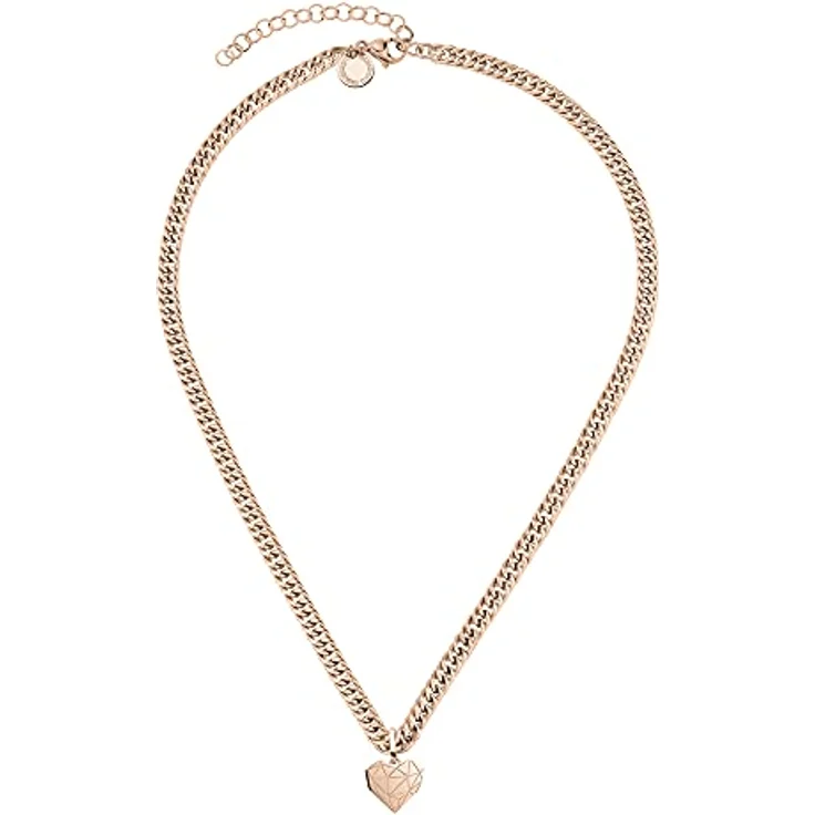 LIEBESKIND Halskette Broken Heart, Edelstahl IP Roségold, 45 cm mit grafischem Herzanhänger und Karabinerverschluss – Bild 2