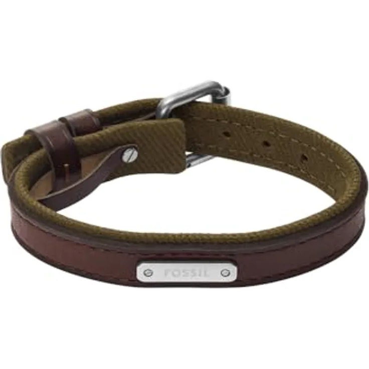 Fossil Everett Herren Armband, braunes Leder mit sicherer Dornschließe, 282 mm Länge