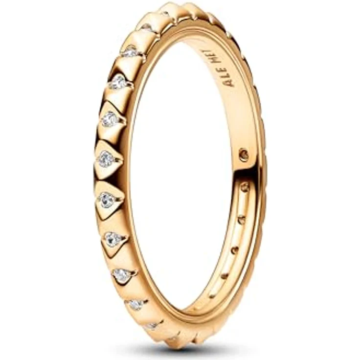 PANDORA ME Pyramiden Ring, Sterling Silber mit 14 Karat vergoldeter Metalllegierung und Cubic Zirkoniastein, Größe 56, 162800C01-56 – Bild 1