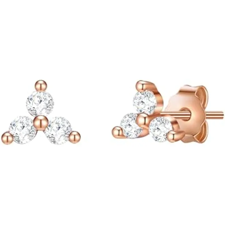 Glanzstücke München Damen Ohrstecker 925/- Sterling Silber rosévergoldet, Zirkonia weiß, filigranes Design