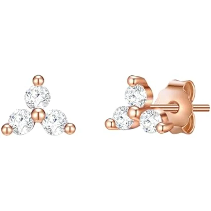 Glanzstücke München Damen Ohrstecker 925/- Sterling Silber rosévergoldet, Zirkonia weiß, filigranes Design – Bild 1