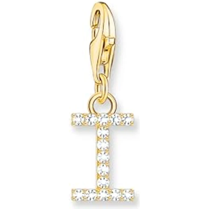 THOMAS SABO Charm-Anhänger Buchstabe I, vergoldet 750 Gelbgold, 925 Sterlingsilber mit weißen Steinen – Bild 1