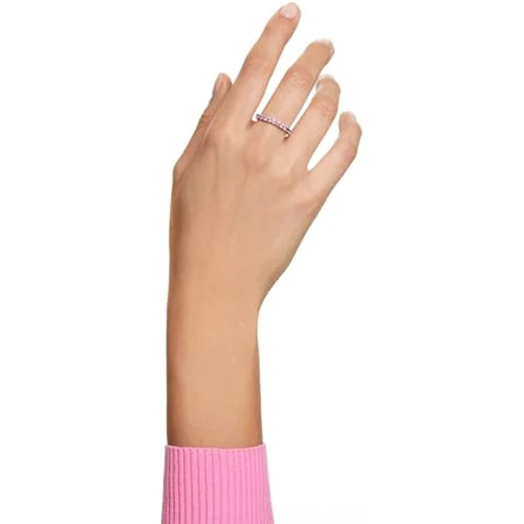 Swarovski Matrix Ring, Rhodinierter Damenschmuck mit Rosa-violetten Swarovski Kristallen – Bild 5