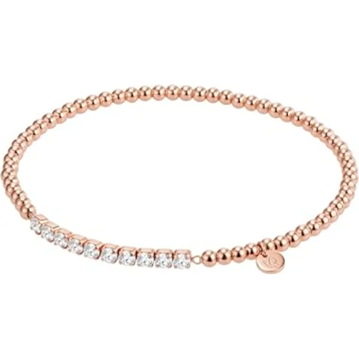 GLANZSTÜCKE MÜNCHEN Damen Armband 925/- Sterling Silber rosévergoldet mit 14 Karat Zirkonia, um 18,5 cm, in Schmuckbox
