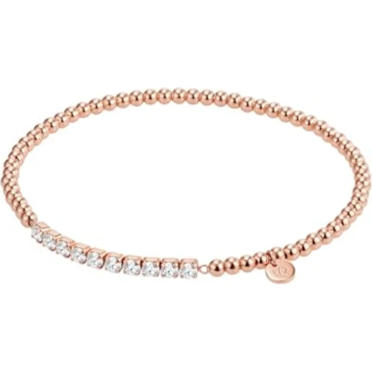 GLANZSTÜCKE MÜNCHEN Damen Armband 925/- Sterling Silber rosévergoldet mit 14 Karat Zirkonia, um 18,5 cm, in Schmuckbox – Bild 1