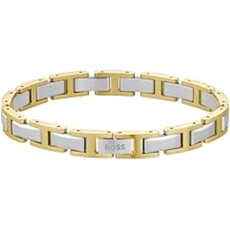 BOSS Nolan Gliederarmband für Herren, Edelstahl mit hellgelber Gold-PVD-Beschichtung, verstellbar, 175–190 mm – Bild 1