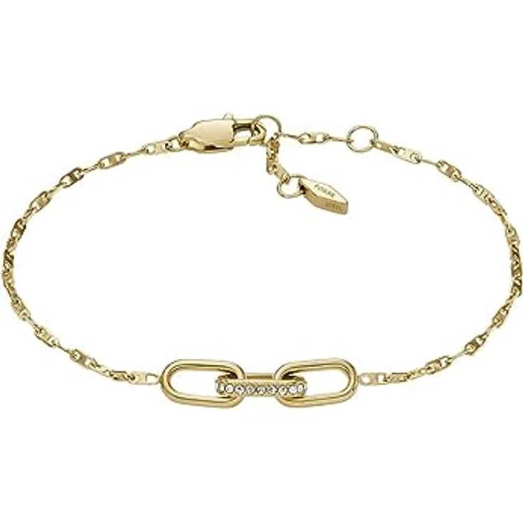 Fossil Damen Edelstahl Kettenarmband mit Karabinerverschluss, goldfarben, 190mm Länge, poliertes Finish – Bild 1
