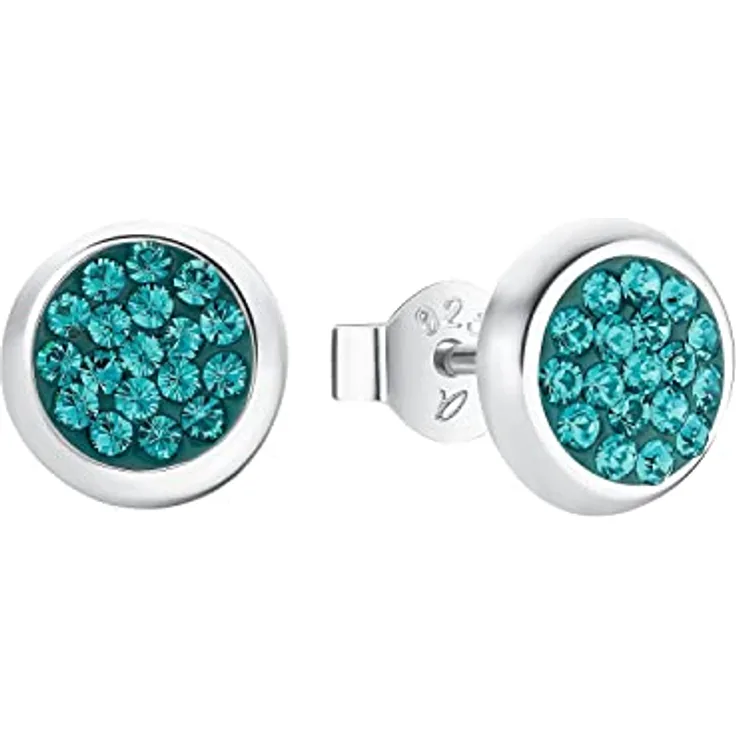 Amor Ohrstecker 925 Sterling Silber, Damen Ohrschmuck mit Zirkonia, 8 mm, Silber, in Schmuck Geschenk Box
