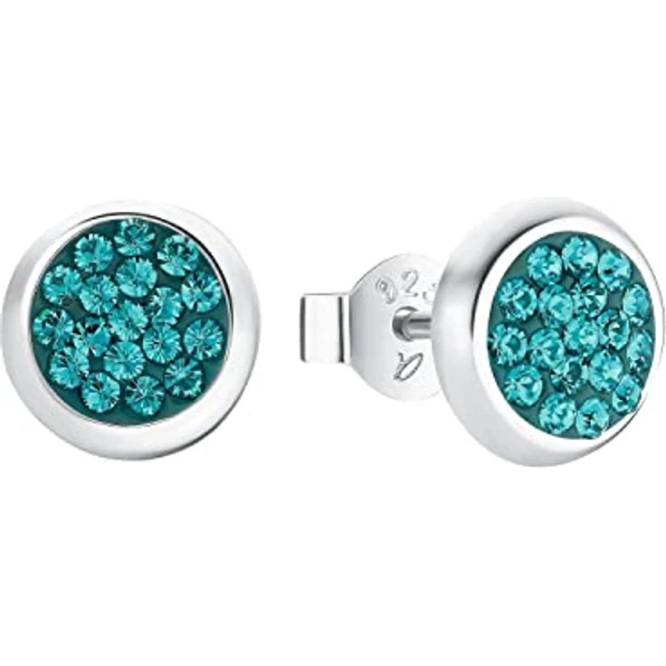 Amor Ohrstecker 925 Sterling Silber, Damen Ohrschmuck mit Zirkonia, 8 mm, Silber, in Schmuck Geschenk Box – Bild 1