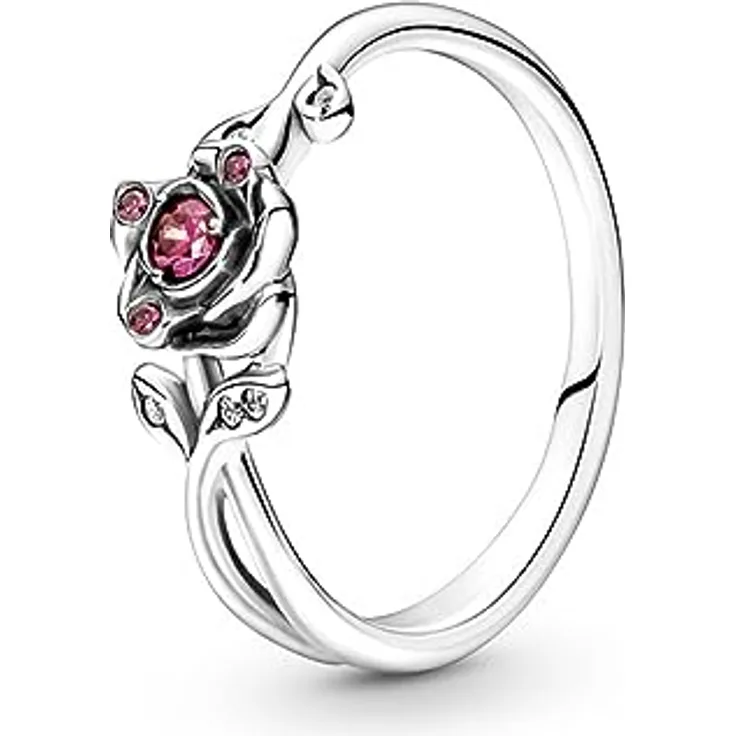 PANDORA Disney Die Schöne und das Biest Rose Ring, Sterling-Silber mit rotem Zirkonia, Gr. 52, 190017C01-52