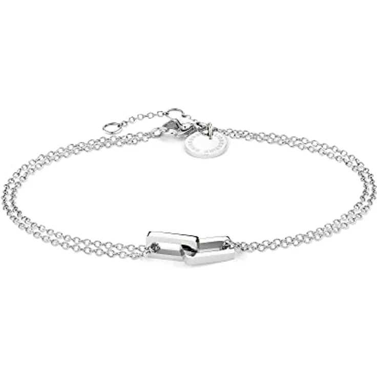 LIEBESKIND BERLIN Damen Armband, Edelstahl in Silber mit Link-Chain Details, größenverstellbar 17+3 cm