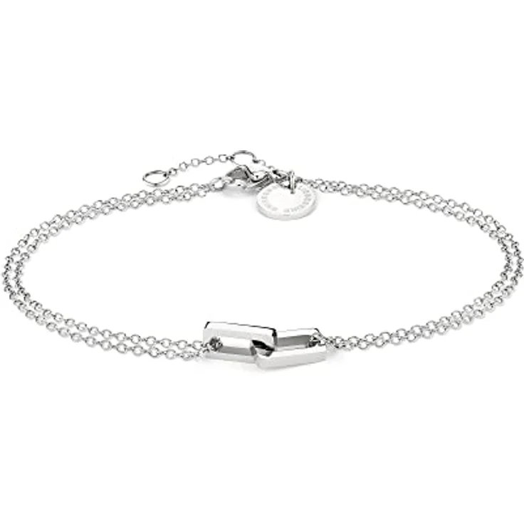 LIEBESKIND BERLIN Damen Armband, Edelstahl in Silber mit Link-Chain Details, größenverstellbar 17+3 cm – Bild 1