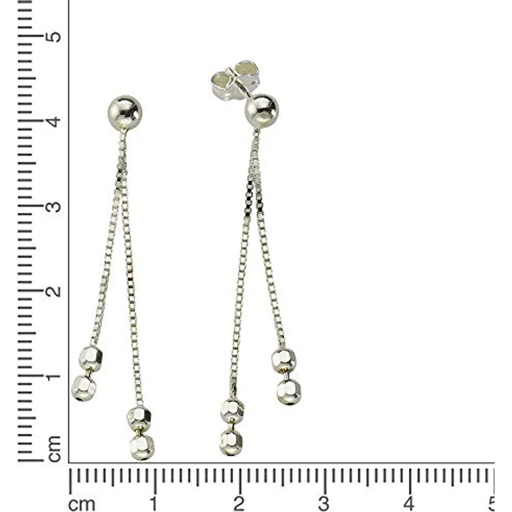 Zeeme Basic Damen Ohrhänger, 925/- Sterling Silber rhodiniert, 4,4 cm, diamantierte Oberfläche, weiß – Bild 2