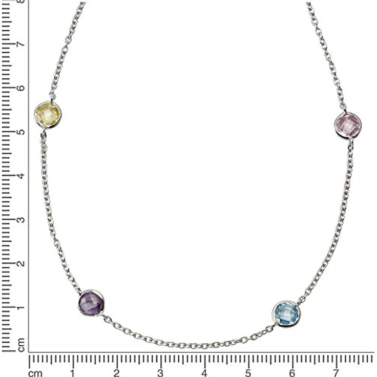 Zeeme Damen Halskette 925/- Sterling Silber, 42cm glänzend, Zirkonia weiß, mit Verlängerungskette und Etui – Bild 3