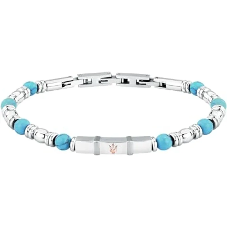 Maserati Herrenarmband ICONIC, Stahlarmband mit Steinen, 21,5 cm, praktische Verschluss-Mechanik