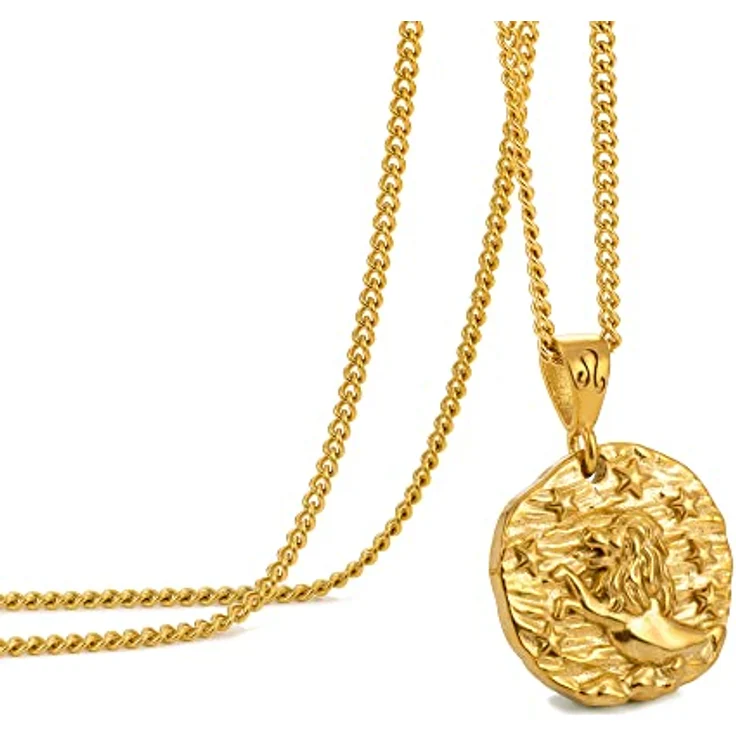Speroto Herrenkette, Sternzeichen Kette Löwe, Gold, Edelstahl, 55 cm, klassisches Design, Unisex, 12 Sternzeichen – Bild 1