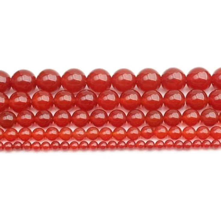 SKYBEADS Rot Achat Edelsteinperlen zum Auffädeln, 38cm Strang mit ca. 90 Stück für Schmuckherstellung – Bild 5