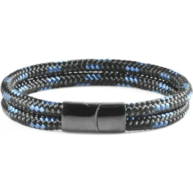 Galeara Noa Segeltau Armband Geflochten, Nautisch mit Magnetverschluss, Schwarz-Blau, Größe 175 mm – Bild 2