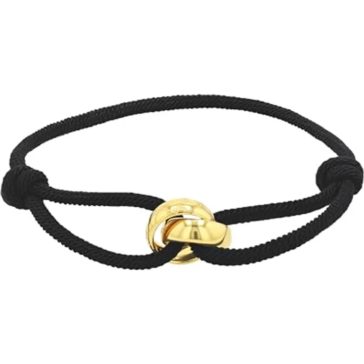 JOOP! Damen-Armband mit Anhänger, Edelstahl und Nylon, 14-24 cm, gold, in Schmuck Geschenk Box, 2100962
