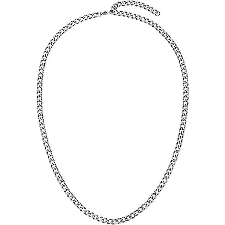 Purelei Spirit Five Halskette, wasserfeste Figaro-Panzerkette aus Edelstahl für Herren und Frauen, verstellbar 50-55 cm, Geschenkidee in Silber