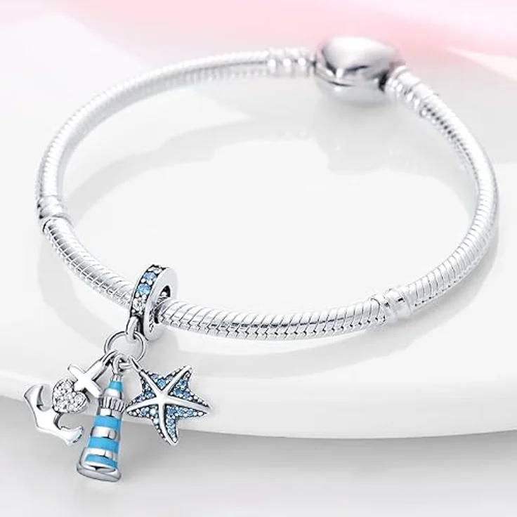 TINSLO Charm Anhänger Damen 925 Sterling Silber mit Zirkonia-Steinen, kompatibel mit Pandora Armbändern und Halsketten, für Frauen und Mädchen – Bild 3