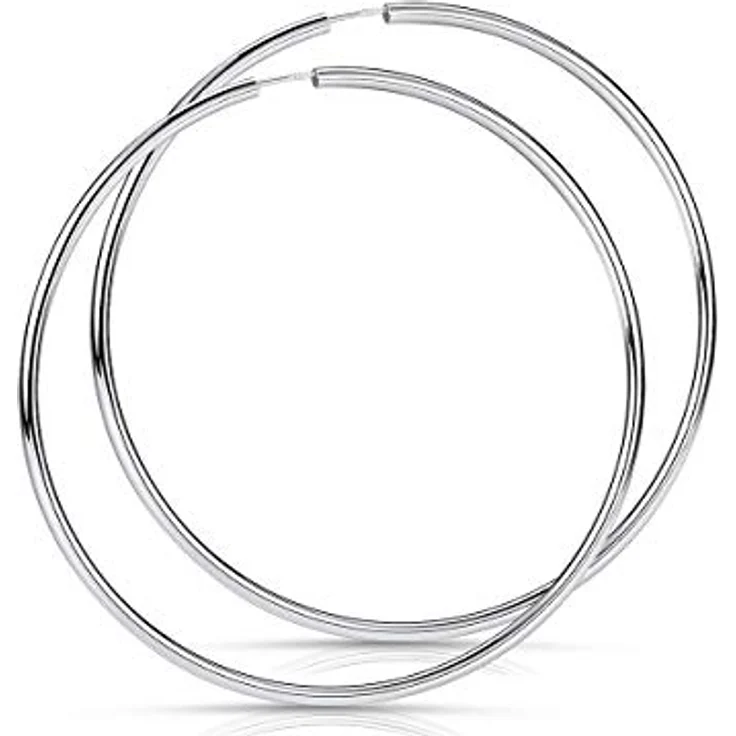 Materia 925 Sterling Silber Creolen, große Ohringe mit 70mm Durchmesser, für Damen und Teenager, mit praktischem Steckverschluss, Made in Germany, SO-403 – Bild 1