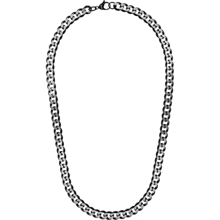 s.Oliver Herren Halskette, Edelstahl IP Schwarz, 50 cm lange Panzerkette, 8 mm breit – Bild 3
