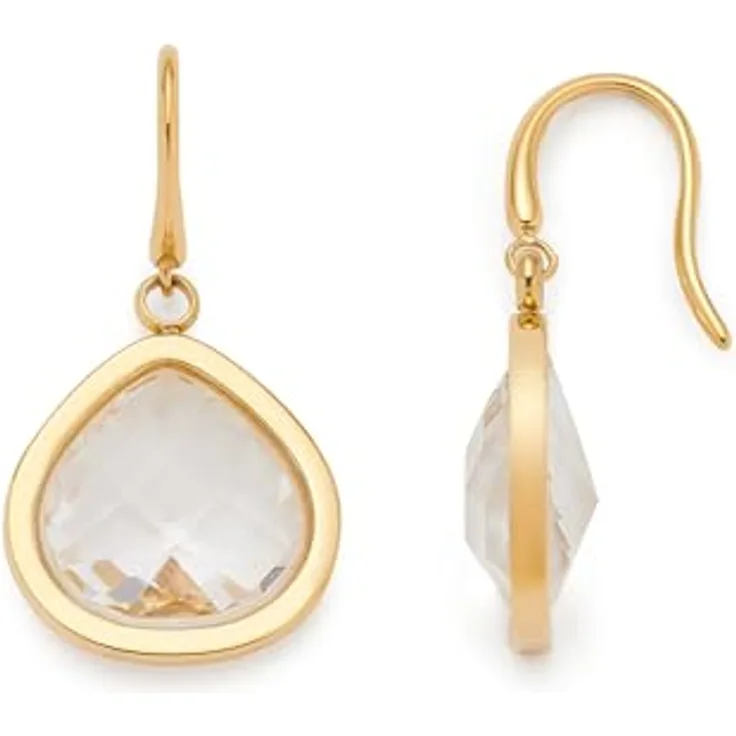JEWELS BY LEONARDO JUVINGA, Ohrringe aus goldfarbenem Edelstahl mit klarem Dreiecks-Glasstein, 1 Paar, Geschenk für Frauen