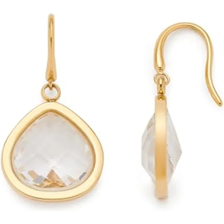 JEWELS BY LEONARDO JUVINGA, Ohrringe aus goldfarbenem Edelstahl mit klarem Dreiecks-Glasstein, 1 Paar, Geschenk für Frauen – Bild 1