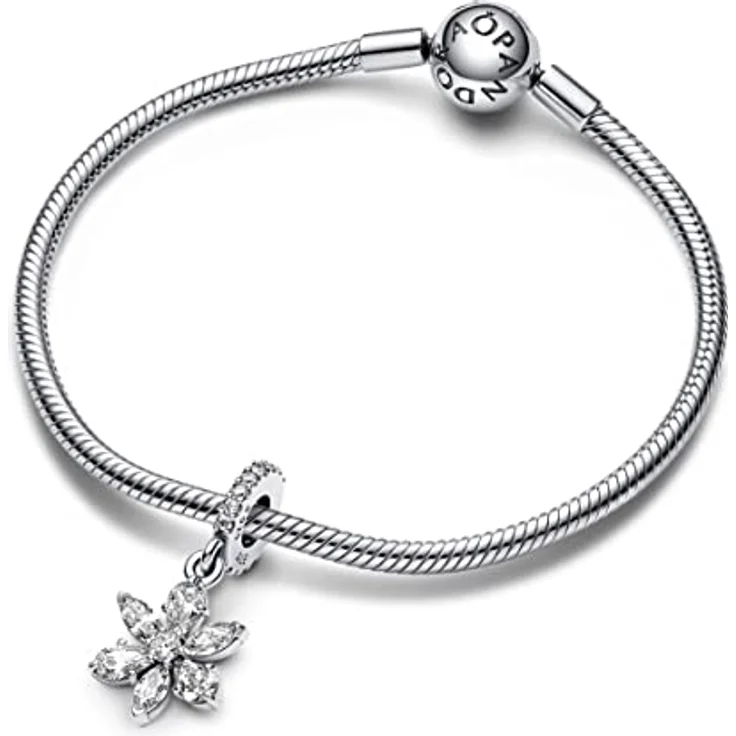 PANDORA Timeless Funkelnder Herbarium Cluster Charm-Anhänger, Sterling-Silber mit bunten Steinen, kompatibel mit Moments Armbändern, 782383C01 – Bild 3