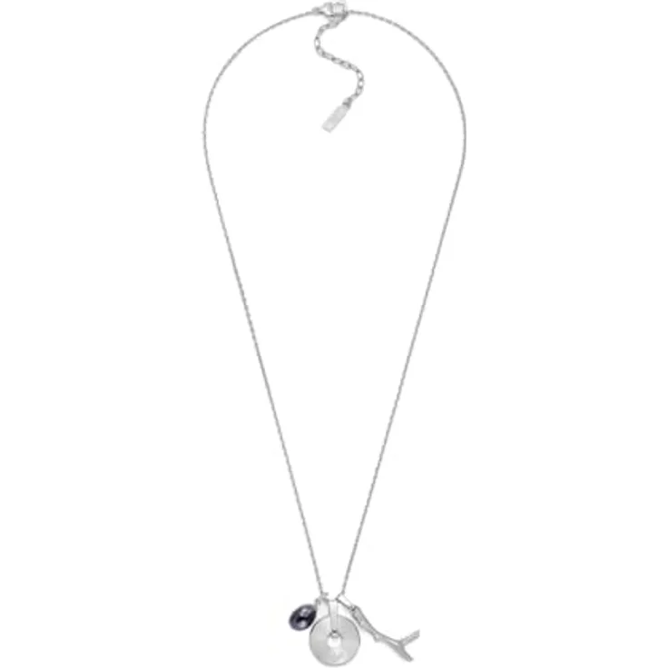 Emporio Armani Herren Halskette EGS3324040, silberfarbener Edelstahl mit mattem und glänzendem Finish, 525mm Länge