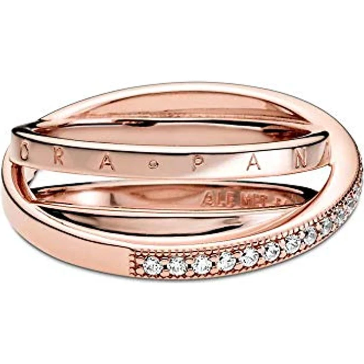 PANDORA Ring durchkreuzendes Dreifachband, rosévergoldet mit Pavé-Cubic Zirkonia, Modell 189057C01-54 – Bild 4