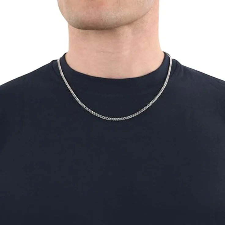 Amor 925 Sterling Silber Halskette für Herren, 55 cm, eleganter Halsschmuck in Geschenkbox – Bild 2