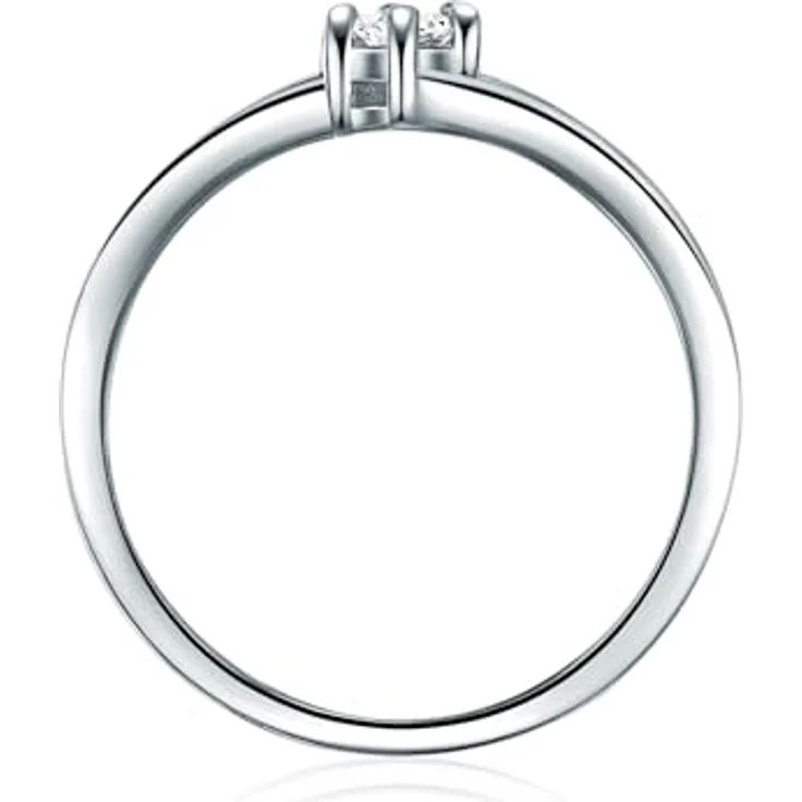 Trilani Damen-Ring Verlobungsring, Sterling Silber mit Zirkonia weiß, Brilliant-Schliff, Solitär-Ring für Hochzeit, rhodiniert, 1,8 mm Ringschiene – Bild 2