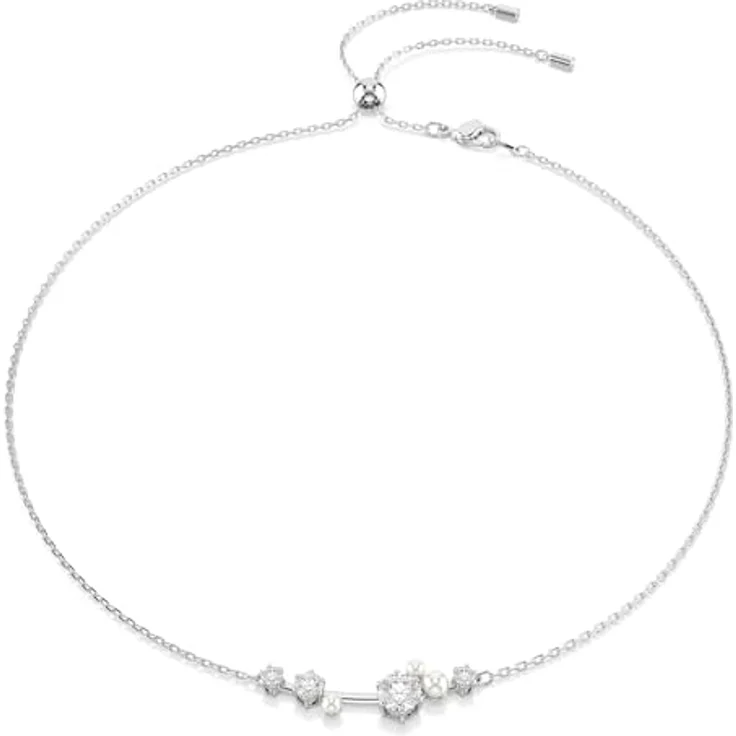 Swarovski Constella Halskette, Rhodinierte Damenhalskette mit Kristallperlen und Zirkonia, Länge: 38-48 cm, inklusive Kugelschiebeverschluss – Bild 1