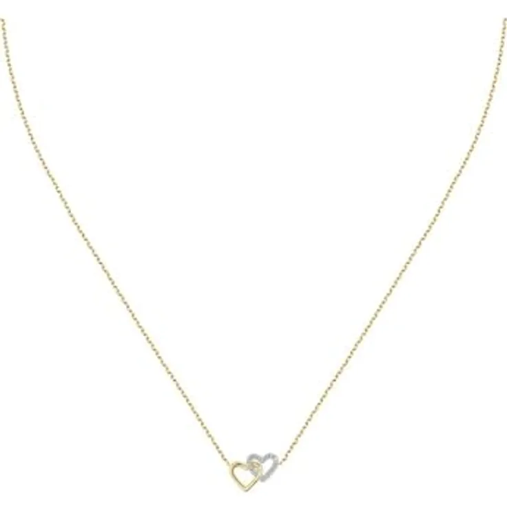 FAVS Damen-Halskette 375er Gelbgold und Weißgold mit 15 Zirkonia, One Size, 89149037