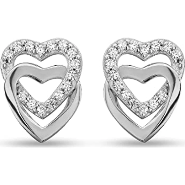 JETTE Damen-Ohrstecker 925er Silber mit 30 Zirkonia, 1,5 cm lang, eleganter Ohrschmuck in Geschenkbox – Bild 3