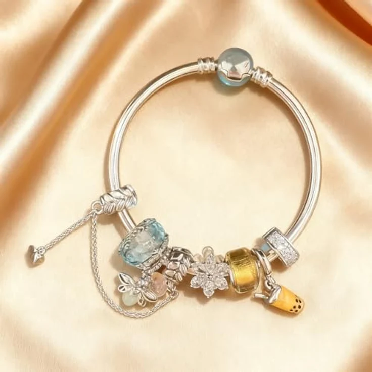 Anduonie Charms Stopper, Gold Charms Anhänger aus Silber 925, kompatibel mit europäischen Armbändern, rot, 2 Stück – Bild 3