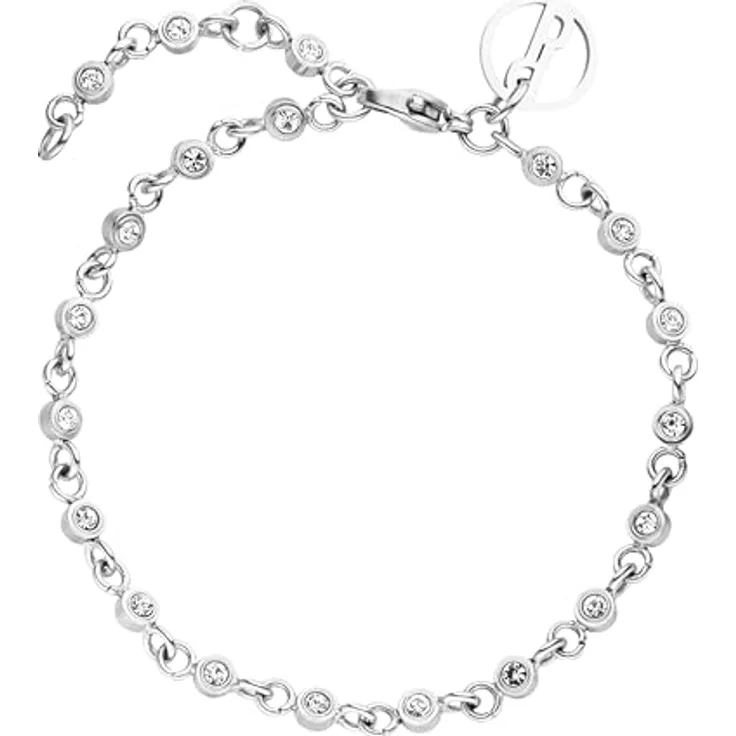 Purelei Polite Armband Silber, Wasserfestes Damen Armband aus Edelstahl mit Edelsteinen, verstellbar von 16-19 cm, Geschenkidee für Frauen