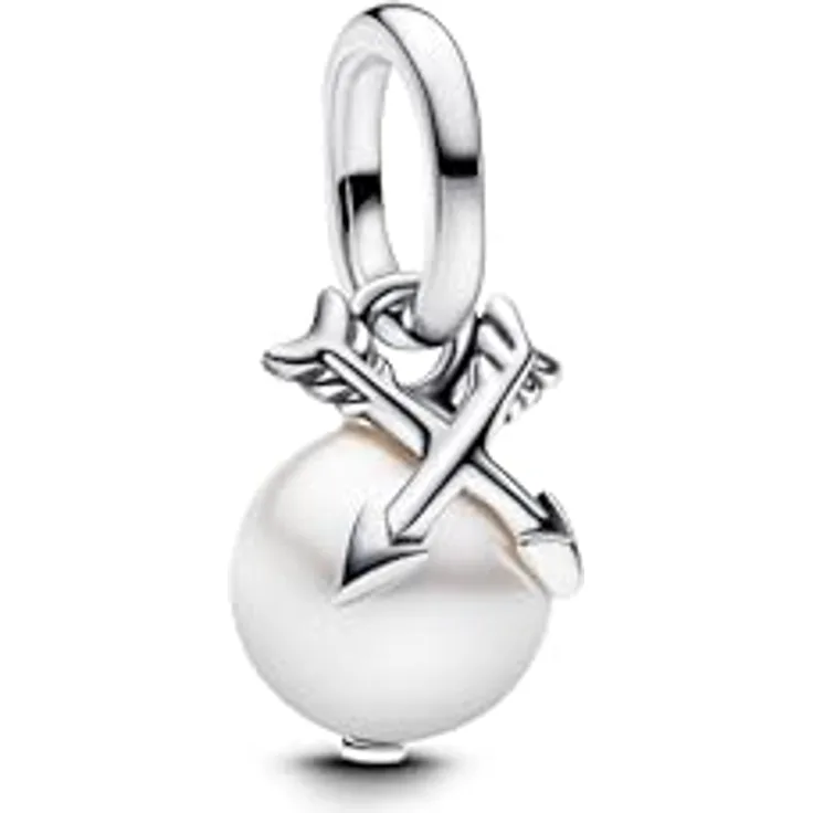 PANDORA ME Perle & Pfeile Mini-Charm-Anhänger, Sterling Silber mit lackierter Perle, kompatibel mit Moments, 793687C01