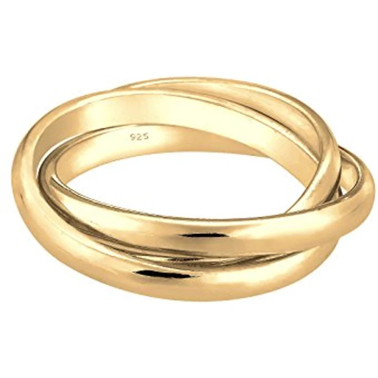 Elli Ring Damen Trio Wickel Basic, 925 Sterling Silber vergoldet, handgefertigt und anlaufgeschützt – Bild 2