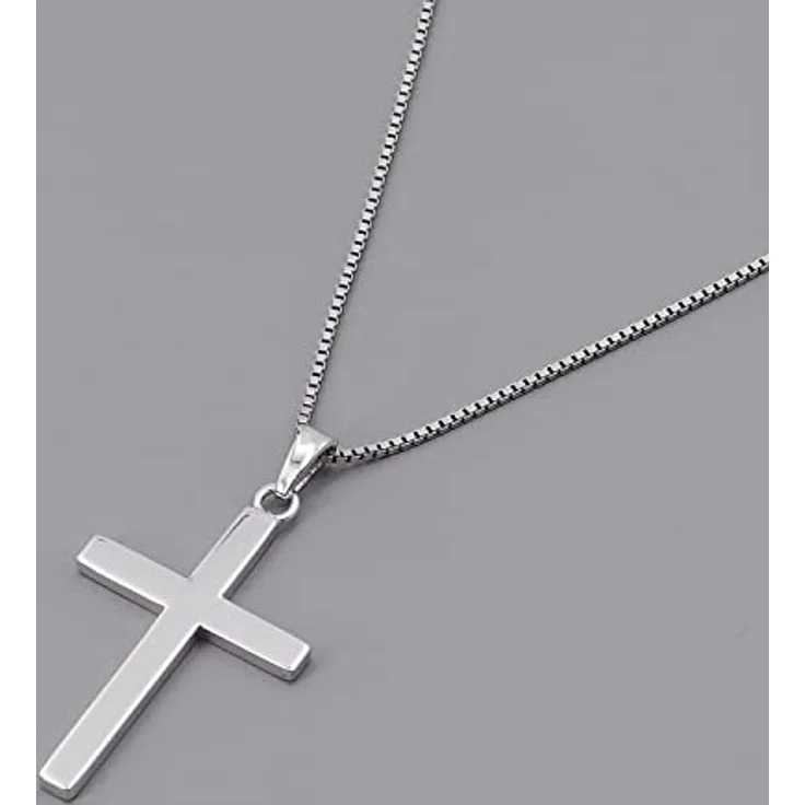 trendor Herren-Halskette mit Kreuz-Anhänger 28 mm aus Silber 925, zeitloser Halsschmuck mit Venezia-Kette, 50 cm, elegante Geschenkidee – Bild 3