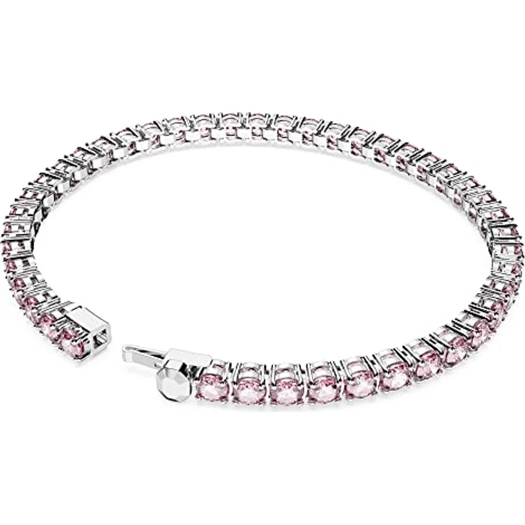 Swarovski Matrix Tennis, Rhodiniertes Damenarmband mit Violett-Rosafarbenen Swarovski Kristallen – Bild 4