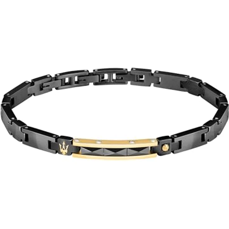 Maserati Herrenarmband JM224ATZ35, Stahl und Keramik, 21,5 cm mit Dreizack-Emblem und Schmuckverschluss – Bild 1