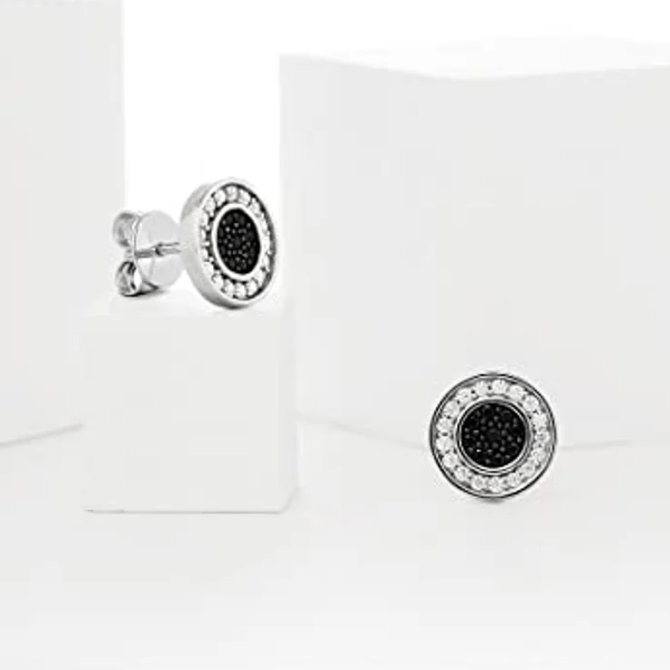 JETTE Ohrstecker ESSENCE 88601548, Silber 925 mit schwarzen Farbsteinen und weißen Zirkonia – Bild 2