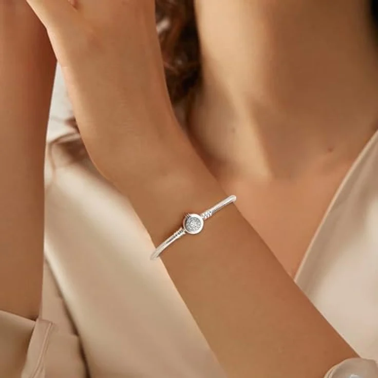 APUUESN Glitzernder Krone Charms Anhänger, 16CM Damen Armband aus Sterling Silber S925, mit Charme-Verschluss und Schlangenkette, ideal als Geschenk für Frauen zum Geburtstag – Bild 2