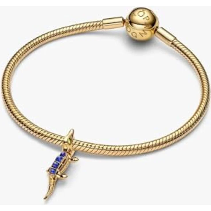 Pandora Charm-Einhänger 764624C01, Alligator, vergoldet mit Lapislazuli und grünem Kristall – Bild 3