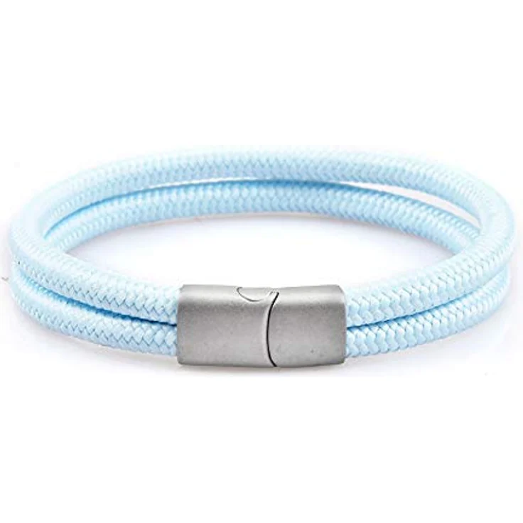 Galeara Noa Segeltau Armband Geflochten Nautisch mit Edelstahl Magnetverschluss, baby blau, Größe 215 mm – Bild 2